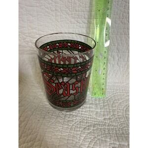 Vintage 70s Seasons Greetings Glass Houze Christmas Cocktail Glass Poinsettia